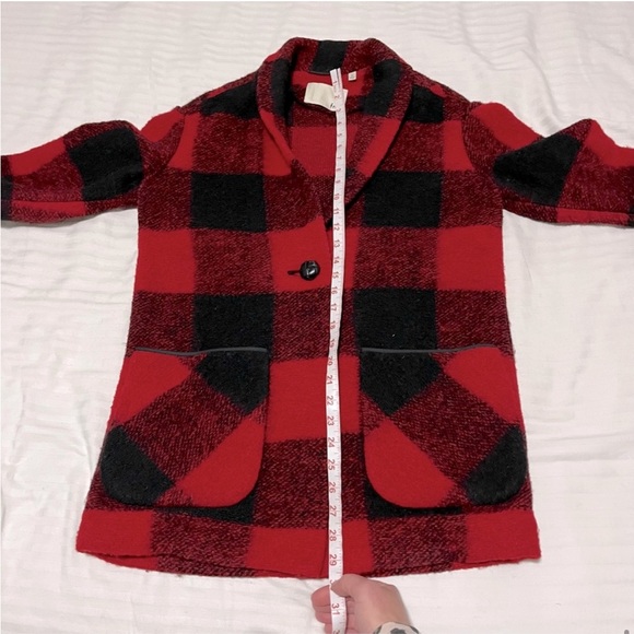 Aritzia Wilfred Free Off-Duty Buffalo Plaid Wool Jacket in Red / Black sz XSmall - Picture 15 of 16